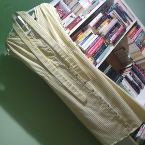 Yellow and white stripe midi dress